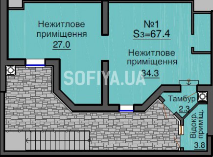 Нежилое помещение 67,4 м/кв - ЖК София