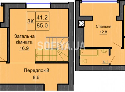 Двухуровневая квартира 85 м/кв - ЖК София