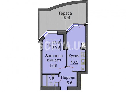 Однокомнатная квартира 39,5 м/кв - ЖК София