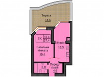 Однокомнатная квартира 37,4 м/кв - ЖК София