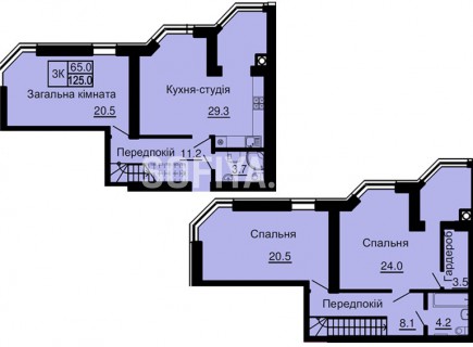 Двухуровневая квартира 125  м/кв - ЖК София