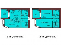 Двухуровневая квартира 78.9 м/кв - ЖК София