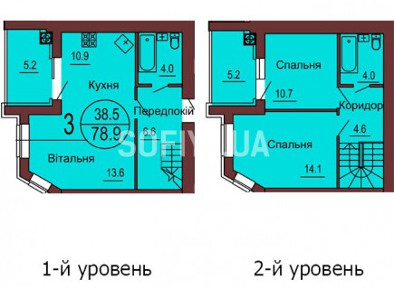 Двухуровневая квартира 78.9 м/кв - ЖК София