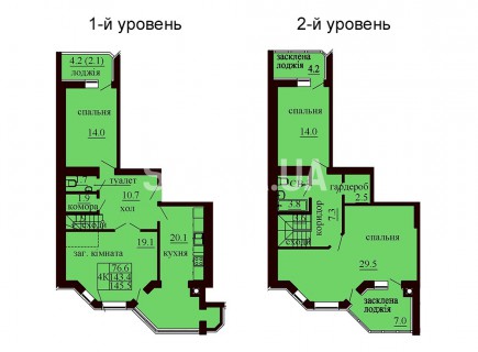 Двухуровневая квартира 145.5 м/кв - ЖК София