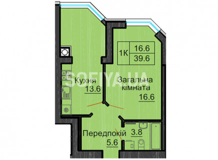 Однокімнатна квартира 39,6 м/кв - ЖК София