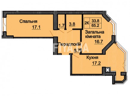 Двухкомнатная квартира 65,2 м/кв - ЖК София