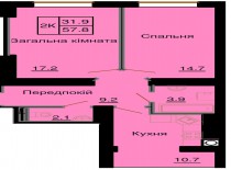 Двухкомнатная квартира 57,8 м/кв - ЖК София