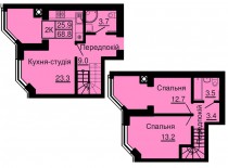 Двухуровневая квартира 68,8 м/кв - ЖК София