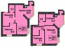 Двухуровневая квартира 104,1 м/кв - ЖК София