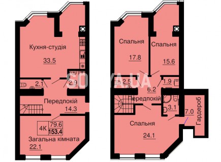 Двухуровневая квартира 153,4 м/кв - ЖК София