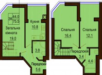 Двухуровневая квартира 75.5 м/кв - ЖК София