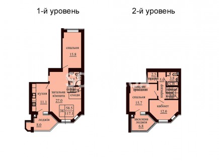 Двухуровневая квартира 117.1 м/кв - ЖК София