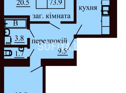 2-х комнатная квартира 73.9 м/кв - ЖК София