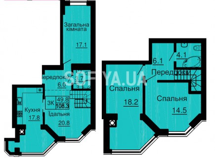 Двухуровневая квартира 108,3 м/кв - ЖК София