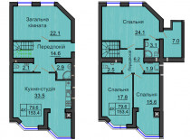 Дворівнева квартира 153,4 м.кв - ЖК София