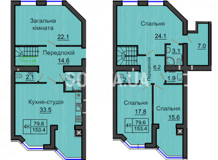 Двухуровневая квартира 153,4 м/кв - ЖК София