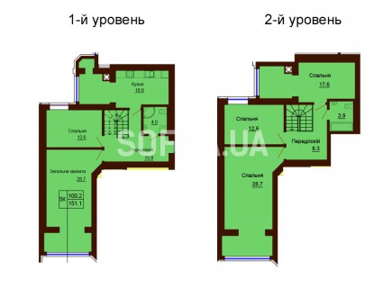 Двухуровневая квартира 151.1 м/кв - ЖК София