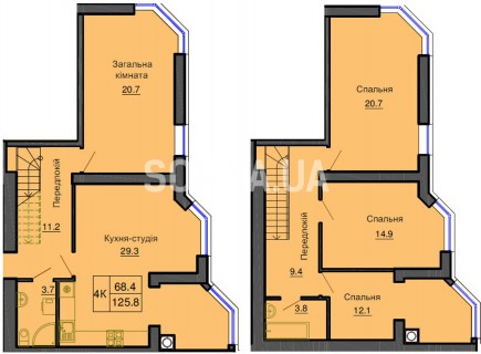 Двухуровневая квартира 125,8 м/кв - ЖК София