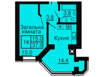 Однокомнатная квартира 33,6 м/кв - ЖК София