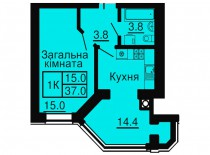 Однокомнатная квартира 33,6 м/кв - ЖК София