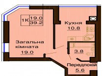 Однокомнатная квартира 39.2 м/кв - ЖК София