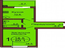 Однокомнатная квартира 50.1 м/кв - ЖК София