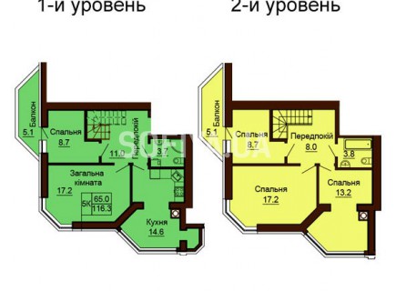 Двухуровневая квартира 116.3 м/кв - ЖК София