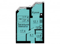 Однокомнатная квартира 37,4 м/кв - ЖК София