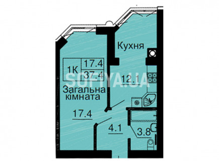 Однокомнатная квартира 37,4 м/кв - ЖК София