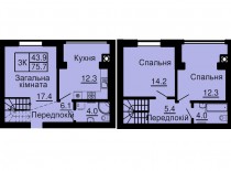 Двухуровневая квартира 75,7 м/кв - ЖК София