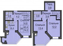Двухуровневая квартира 74,2 м/кв - ЖК София