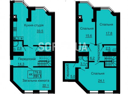 Двухуровневая квартира 151,1 м/кв - ЖК София