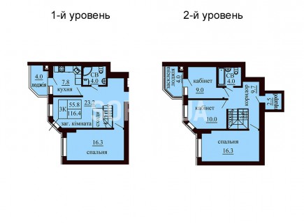 Двухуровневая квартира 116.4 м/кв - ЖК София