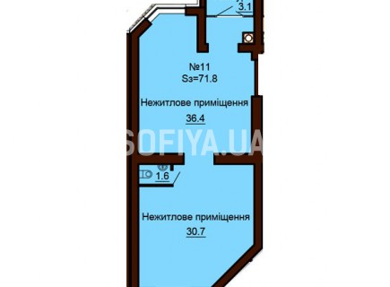 Нежилое помещение 71.8 м/кв - ЖК София