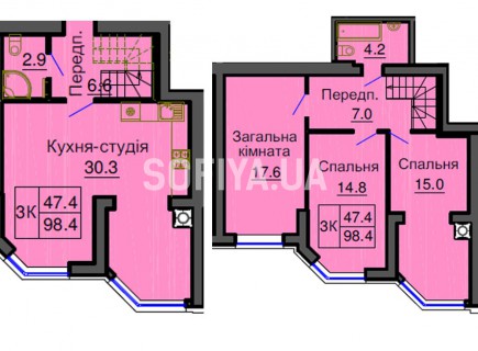 Двухуровневая квартира 98,4 м/кв - ЖК София