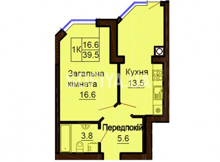 Однокомнатная квартира 39.5 м/кв - ЖК София