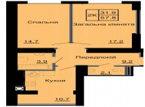 Двухкомнатная квартира 57,8 м/кв - ЖК София