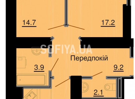 Двухкомнатная квартира 57,8 м/кв - ЖК София