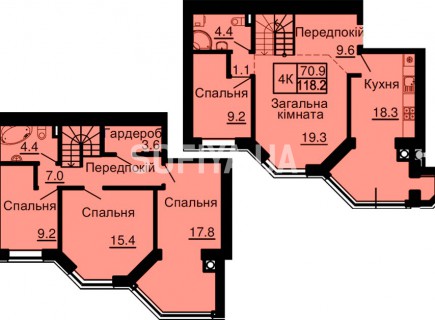 Двухуровневая квартира 118,2 м/кв - ЖК София