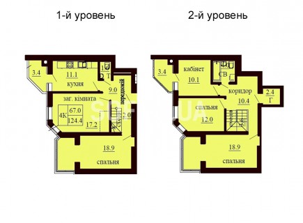 Двухуровневая квартира 124.4 м/кв - ЖК София