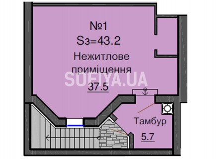 Нежилое помещение 43,2 м/кв - ЖК София