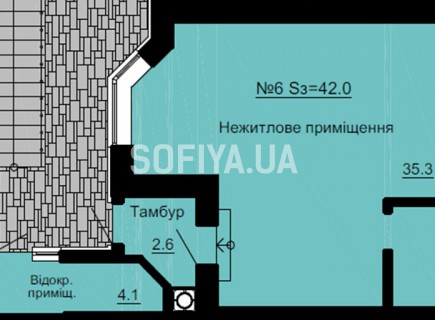 Нежилое помещение 42 м/кв - ЖК София