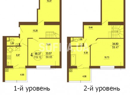 Двухуровневая квартира 119.12 м/кв - ЖК София
