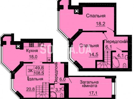 Двухуровневая квартира 108,5 м/кв - ЖК София