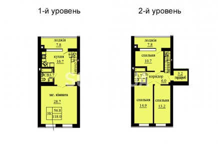Двухуровневая квартира 118 м/кв - ЖК София