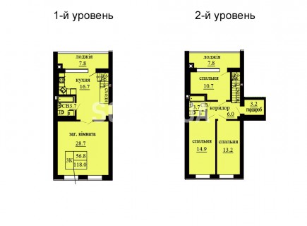 Двухуровневая квартира 118 м/кв - ЖК София