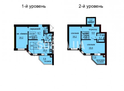 Двухуровневая квартира 118.8 м/кв - ЖК София