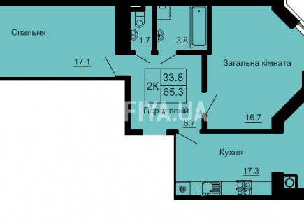 Двухкомнатная квартира 65.3 м/кв - ЖК София