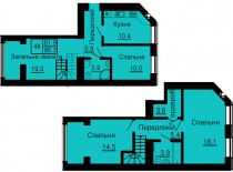 Двухуровневая квартира 95,3 м/кв - ЖК София