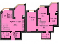 Двухуровневая квартира 92,3 м/кв - ЖК София
